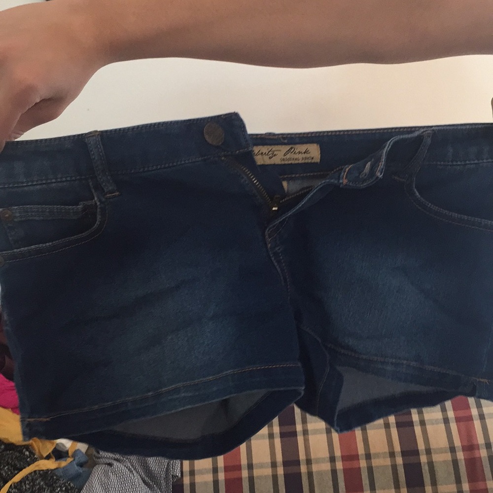 Celebrity pink denim shorts